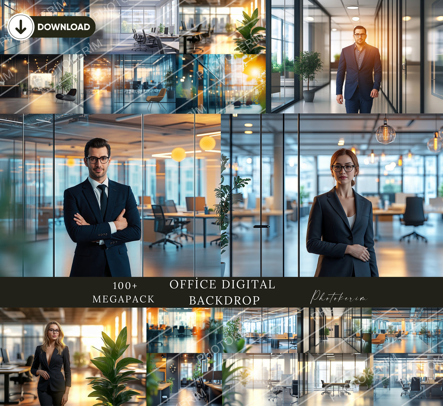 Modern Corporate Office Digital Backdrop Pack – Over 100 Professional Business Scenes for Headshots, Branding, and Commercial Photography