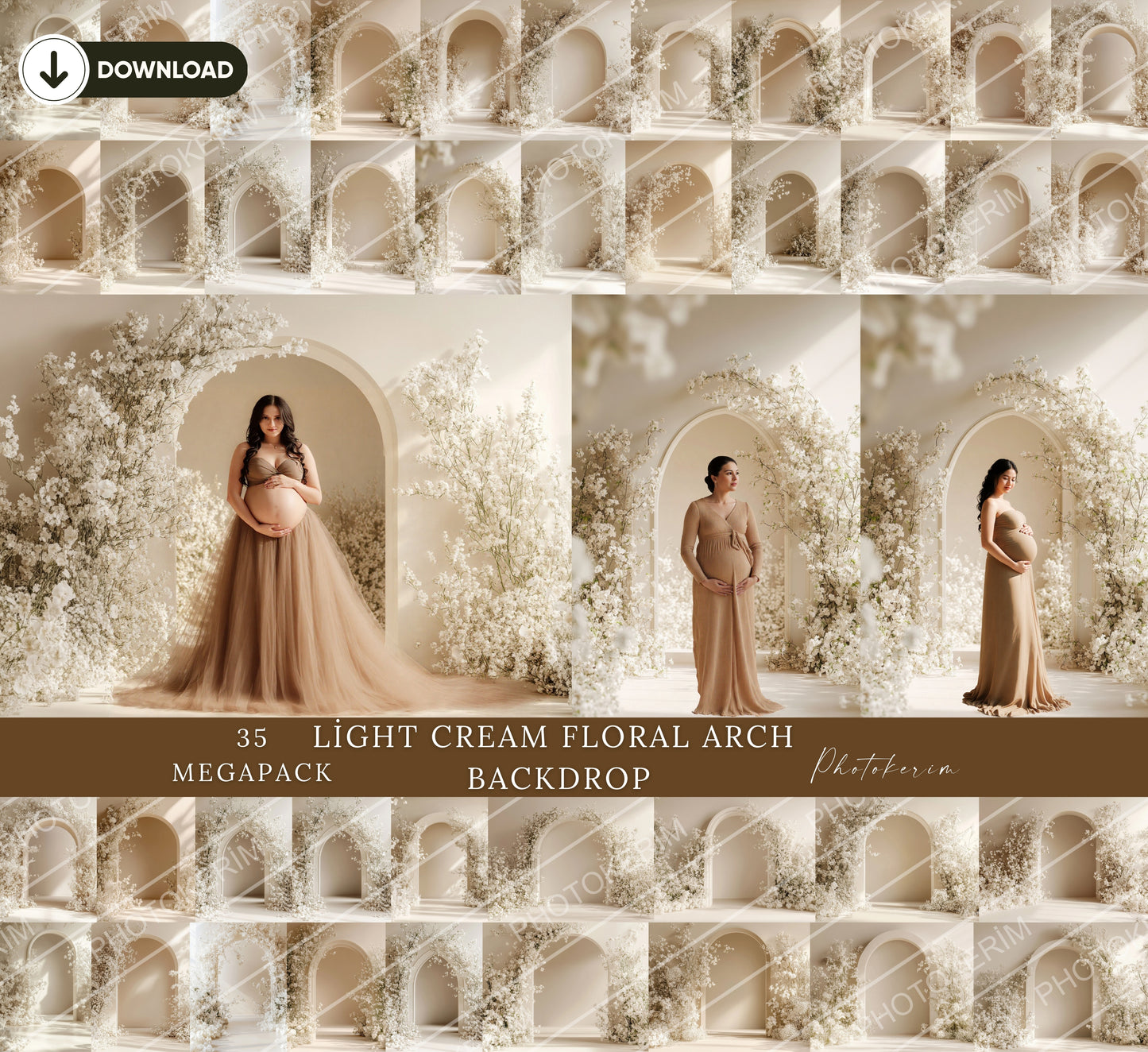 Modern Floral Arches Set Digital Backdrops, Maternity Backdrop Overlays, Studio Backdrop Overlays, Fine Art Textures, Photoshop Overlays