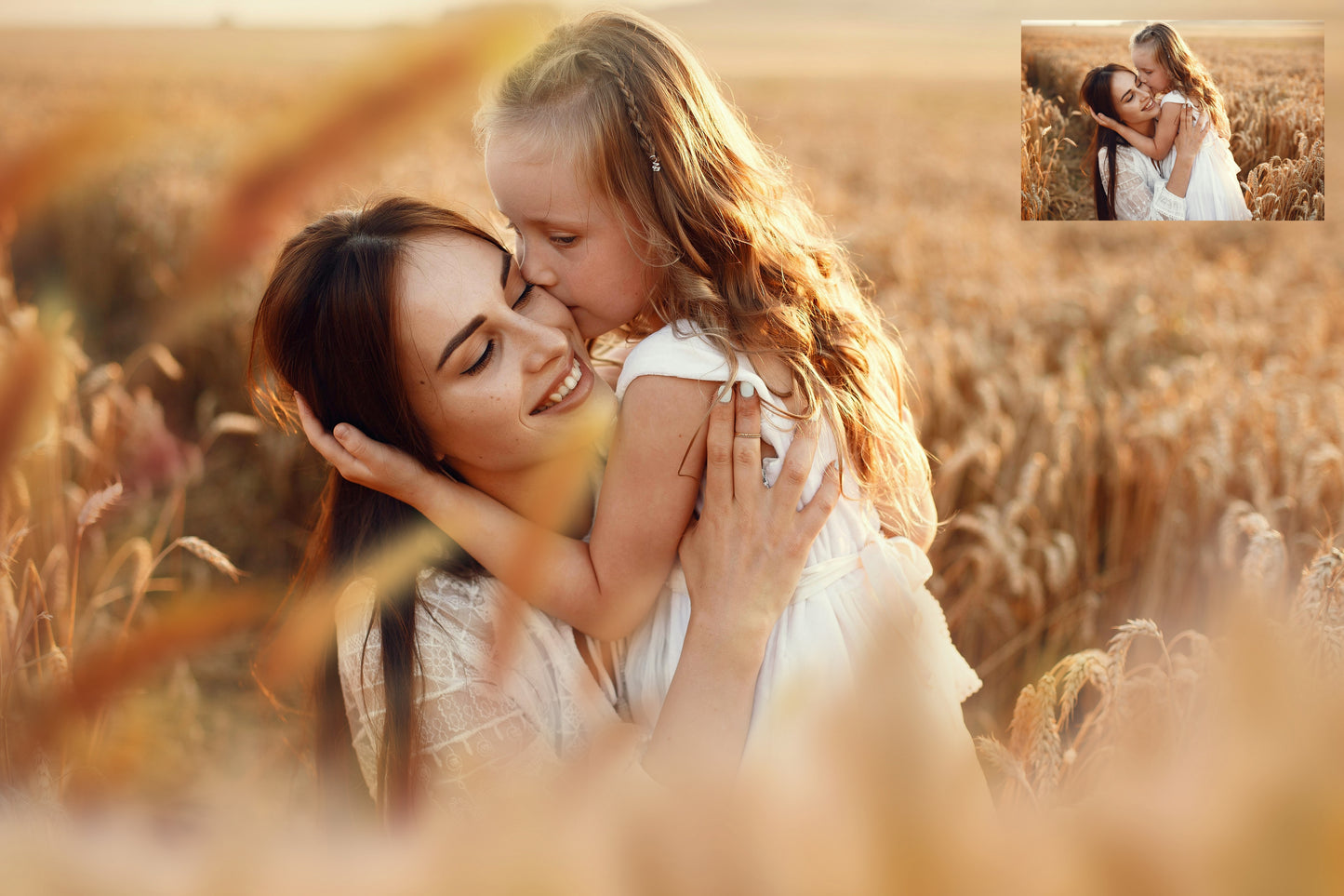 Golden Field Wheat Overlays for Photoshop, Cornfield PNG Photo Effects, Summer Grass Digital Backgrounds for Outdoor Portraits
